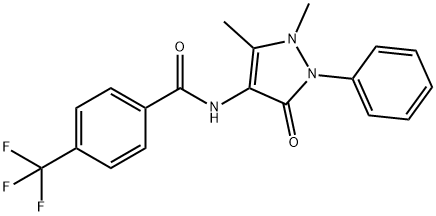 N-(1,5-dimethyl-3-oxo-2-phenyl-2,3-dihydro-1H-pyrazol-4-yl)-4-(trifluoromethyl)benzamide Struktur