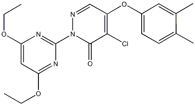 4-chloro-2-(4,6-diethoxy-2-pyrimidinyl)-5-(3,4-dimethylphenoxy)-3(2H)-pyridazinone Struktur