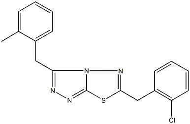 6-(2-chlorobenzyl)-3-(2-methylbenzyl)[1,2,4]triazolo[3,4-b][1,3,4]thiadiazole Struktur