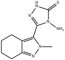 4-amino-5-(2-methyl-4,5,6,7-tetrahydro-2H-indazol-3-yl)-4H-1,2,4-triazol-3-yl hydrosulfide Struktur