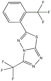 3-(trifluoromethyl)-6-[2-(trifluoromethyl)phenyl][1,2,4]triazolo[3,4-b][1,3,4]thiadiazole Struktur