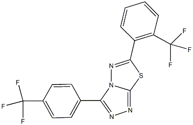 6-[2-(trifluoromethyl)phenyl]-3-[4-(trifluoromethyl)phenyl][1,2,4]triazolo[3,4-b][1,3,4]thiadiazole Struktur