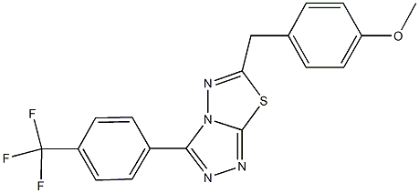 methyl 4-({3-[4-(trifluoromethyl)phenyl][1,2,4]triazolo[3,4-b][1,3,4]thiadiazol-6-yl}methyl)phenyl ether Struktur