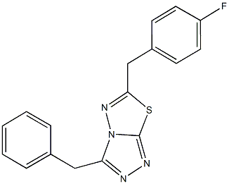 3-benzyl-6-(4-fluorobenzyl)[1,2,4]triazolo[3,4-b][1,3,4]thiadiazole Struktur