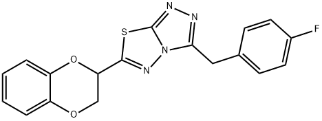 6-(2,3-dihydro-1,4-benzodioxin-2-yl)-3-(4-fluorobenzyl)[1,2,4]triazolo[3,4-b][1,3,4]thiadiazole Struktur