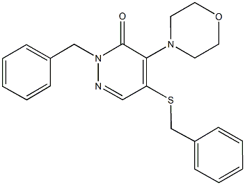 2-benzyl-5-(benzylsulfanyl)-4-(4-morpholinyl)-3(2H)-pyridazinone Struktur