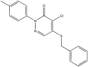 5-(benzylsulfanyl)-4-chloro-2-(4-methylphenyl)-3(2H)-pyridazinone Struktur