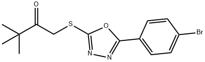 1-{[5-(4-bromophenyl)-1,3,4-oxadiazol-2-yl]thio}-3,3-dimethyl-2-butanone Struktur