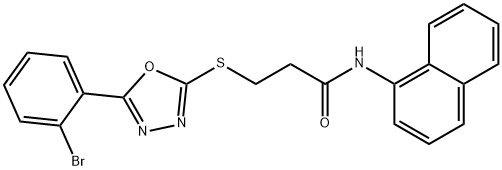 3-{[5-(2-bromophenyl)-1,3,4-oxadiazol-2-yl]sulfanyl}-N-(1-naphthyl)propanamide Struktur