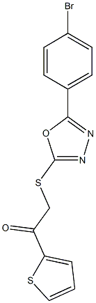 2-{[5-(4-bromophenyl)-1,3,4-oxadiazol-2-yl]sulfanyl}-1-(2-thienyl)ethanone Struktur