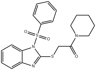 2-oxo-2-(1-piperidinyl)ethyl1-(phenylsulfonyl)-1H-benzimidazol-2-ylsulfide Struktur