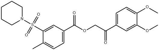 2-(3,4-dimethoxyphenyl)-2-oxoethyl 4-methyl-3-(1-piperidinylsulfonyl)benzoate Struktur