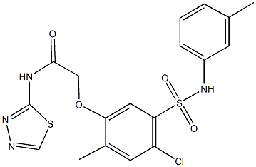 2-[4-chloro-2-methyl-5-(3-toluidinosulfonyl)phenoxy]-N-(1,3,4-thiadiazol-2-yl)acetamide Struktur