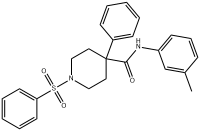 N-(3-methylphenyl)-4-phenyl-1-(phenylsulfonyl)-4-piperidinecarboxamide Struktur