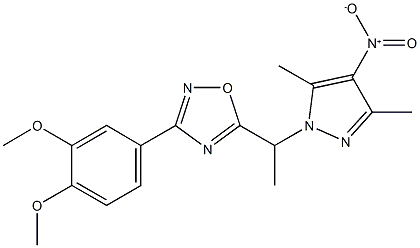 3-(3,4-dimethoxyphenyl)-5-(1-{4-nitro-3,5-dimethyl-1H-pyrazol-1-yl}ethyl)-1,2,4-oxadiazole Struktur