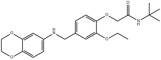 N-(tert-butyl)-2-{4-[(2,3-dihydro-1,4-benzodioxin-6-ylamino)methyl]-2-ethoxyphenoxy}acetamide Struktur