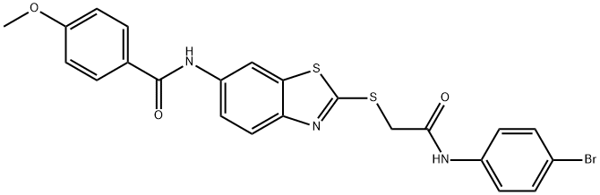 N-(2-{[2-(4-bromoanilino)-2-oxoethyl]sulfanyl}-1,3-benzothiazol-6-yl)-4-methoxybenzamide Struktur