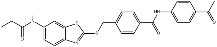 N-(4-acetylphenyl)-4-({[6-(propionylamino)-1,3-benzothiazol-2-yl]sulfanyl}methyl)benzamide Struktur