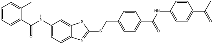 N-[2-({4-[(4-acetylanilino)carbonyl]benzyl}sulfanyl)-1,3-benzothiazol-6-yl]-2-methylbenzamide Struktur