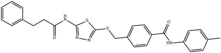 N-(4-methylphenyl)-4-[({5-[(3-phenylpropanoyl)amino]-1,3,4-thiadiazol-2-yl}sulfanyl)methyl]benzamide Struktur