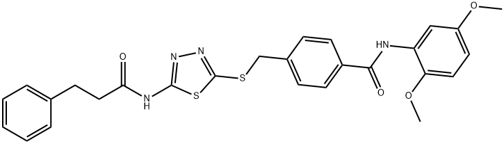 N-(2,5-dimethoxyphenyl)-4-[({5-[(3-phenylpropanoyl)amino]-1,3,4-thiadiazol-2-yl}sulfanyl)methyl]benzamide Struktur