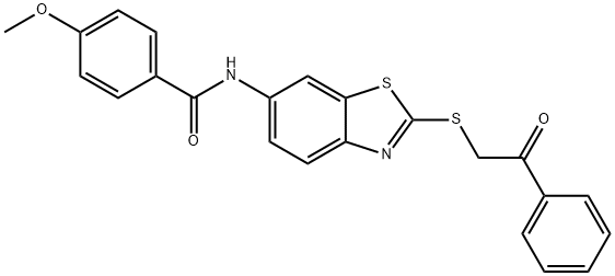 4-methoxy-N-{2-[(2-oxo-2-phenylethyl)sulfanyl]-1,3-benzothiazol-6-yl}benzamide Struktur