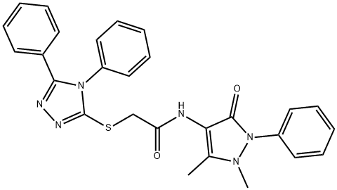 N-(1,5-dimethyl-3-oxo-2-phenyl-2,3-dihydro-1H-pyrazol-4-yl)-2-[(4,5-diphenyl-4H-1,2,4-triazol-3-yl)sulfanyl]acetamide Struktur