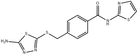 4-{[(5-amino-1,3,4-thiadiazol-2-yl)sulfanyl]methyl}-N-(1,3-thiazol-2-yl)benzamide Struktur