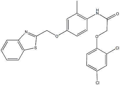 N-[4-(1,3-benzothiazol-2-ylmethoxy)-2-methylphenyl]-2-(2,4-dichlorophenoxy)acetamide Struktur