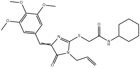 2-{[1-allyl-5-oxo-4-(3,4,5-trimethoxybenzylidene)-4,5-dihydro-1H-imidazol-2-yl]sulfanyl}-N-cyclohexylacetamide Struktur