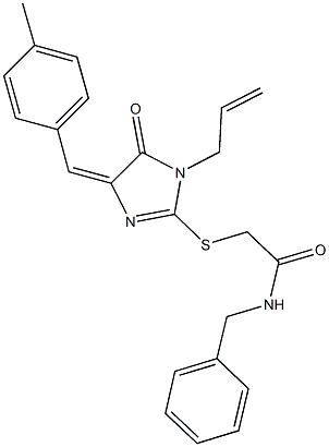 2-{[1-allyl-4-(4-methylbenzylidene)-5-oxo-4,5-dihydro-1H-imidazol-2-yl]sulfanyl}-N-benzylacetamide Struktur