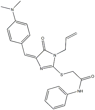 2-({1-allyl-4-[4-(dimethylamino)benzylidene]-5-oxo-4,5-dihydro-1H-imidazol-2-yl}sulfanyl)-N-phenylacetamide Struktur