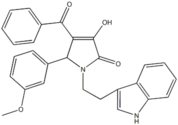 4-benzoyl-3-hydroxy-1-[2-(1H-indol-3-yl)ethyl]-5-(3-methoxyphenyl)-1,5-dihydro-2H-pyrrol-2-one Struktur