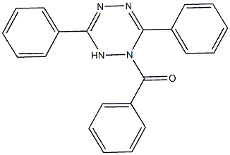 1-benzoyl-3,6-diphenyl-1,2-dihydro-1,2,4,5-tetraazine Struktur