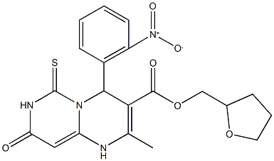 tetrahydro-2-furanylmethyl 4-{2-nitrophenyl}-2-methyl-8-oxo-6-thioxo-1,6,7,8-tetrahydro-4H-pyrimido[1,6-a]pyrimidine-3-carboxylate Struktur