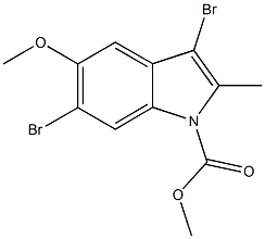 methyl 3,6-dibromo-5-methoxy-2-methyl-1H-indole-1-carboxylate Struktur