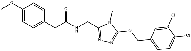 N-({5-[(3,4-dichlorobenzyl)sulfanyl]-4-methyl-4H-1,2,4-triazol-3-yl}methyl)-2-(4-methoxyphenyl)acetamide Struktur