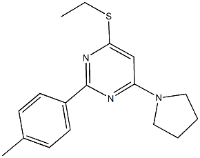 ethyl 2-(4-methylphenyl)-6-(1-pyrrolidinyl)-4-pyrimidinyl sulfide Struktur