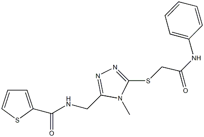 N-({5-[(2-anilino-2-oxoethyl)sulfanyl]-4-methyl-4H-1,2,4-triazol-3-yl}methyl)-2-thiophenecarboxamide Struktur