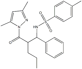 N-{2-[(3,5-dimethyl-1H-pyrazol-1-yl)carbonyl]-1-phenylpentyl}-4-methylbenzenesulfonamide Struktur