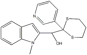 (1-methyl-1H-indol-2-yl)[2-(3-pyridinyl)-1,3-dithian-2-yl]methanol Struktur