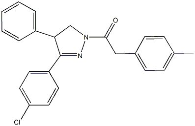 3-(4-chlorophenyl)-1-[(4-methylphenyl)acetyl]-4-phenyl-4,5-dihydro-1H-pyrazole Struktur