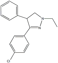 3-(4-chlorophenyl)-1-ethyl-4-phenyl-4,5-dihydro-1H-pyrazole Struktur