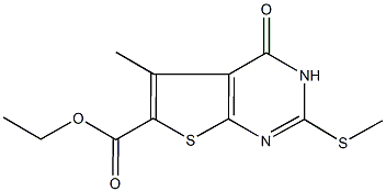 ethyl 5-methyl-2-(methylsulfanyl)-4-oxo-3,4-dihydrothieno[2,3-d]pyrimidine-6-carboxylate Struktur