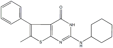 2-(cyclohexylamino)-6-methyl-5-phenylthieno[2,3-d]pyrimidin-4(3H)-one Struktur