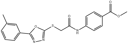 methyl 4-[({[5-(3-methylphenyl)-1,3,4-oxadiazol-2-yl]sulfanyl}acetyl)amino]benzoate Struktur