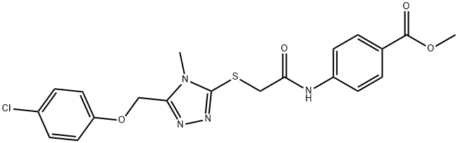 methyl 4-{[({5-[(4-chlorophenoxy)methyl]-4-methyl-4H-1,2,4-triazol-3-yl}sulfanyl)acetyl]amino}benzoate Struktur