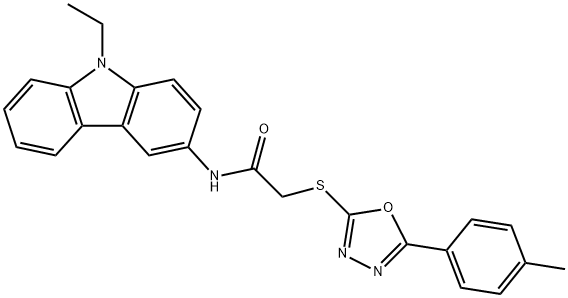 N-(9-ethyl-9H-carbazol-3-yl)-2-{[5-(4-methylphenyl)-1,3,4-oxadiazol-2-yl]sulfanyl}acetamide Struktur