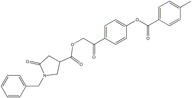 2-{4-[(4-methylbenzoyl)oxy]phenyl}-2-oxoethyl 1-benzyl-5-oxo-3-pyrrolidinecarboxylate Struktur