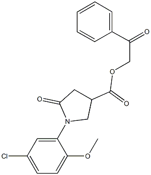 2-oxo-2-phenylethyl 1-(5-chloro-2-methoxyphenyl)-5-oxo-3-pyrrolidinecarboxylate Struktur